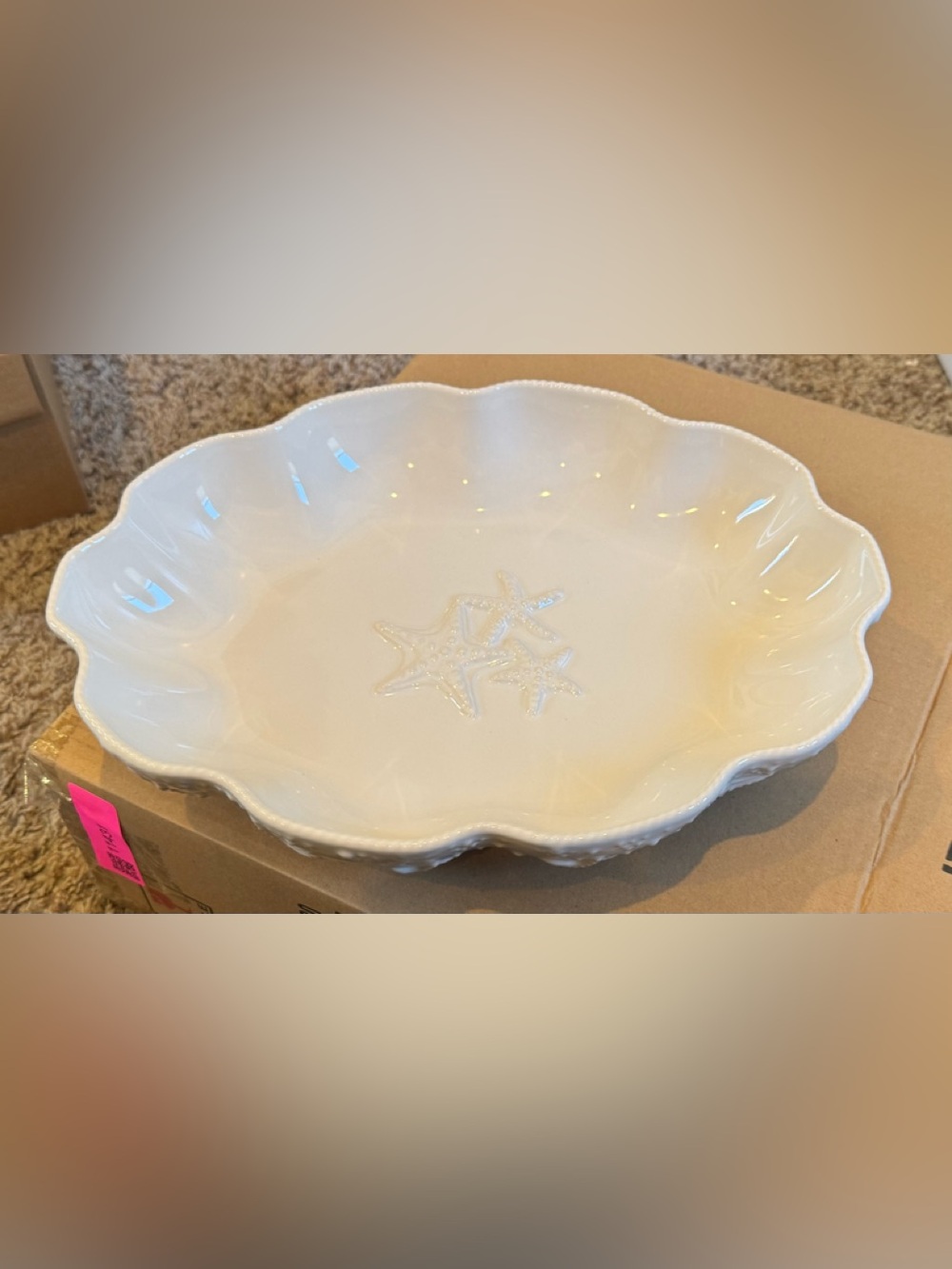 Temp-Tations White Starfish Embossed Serving Bowl